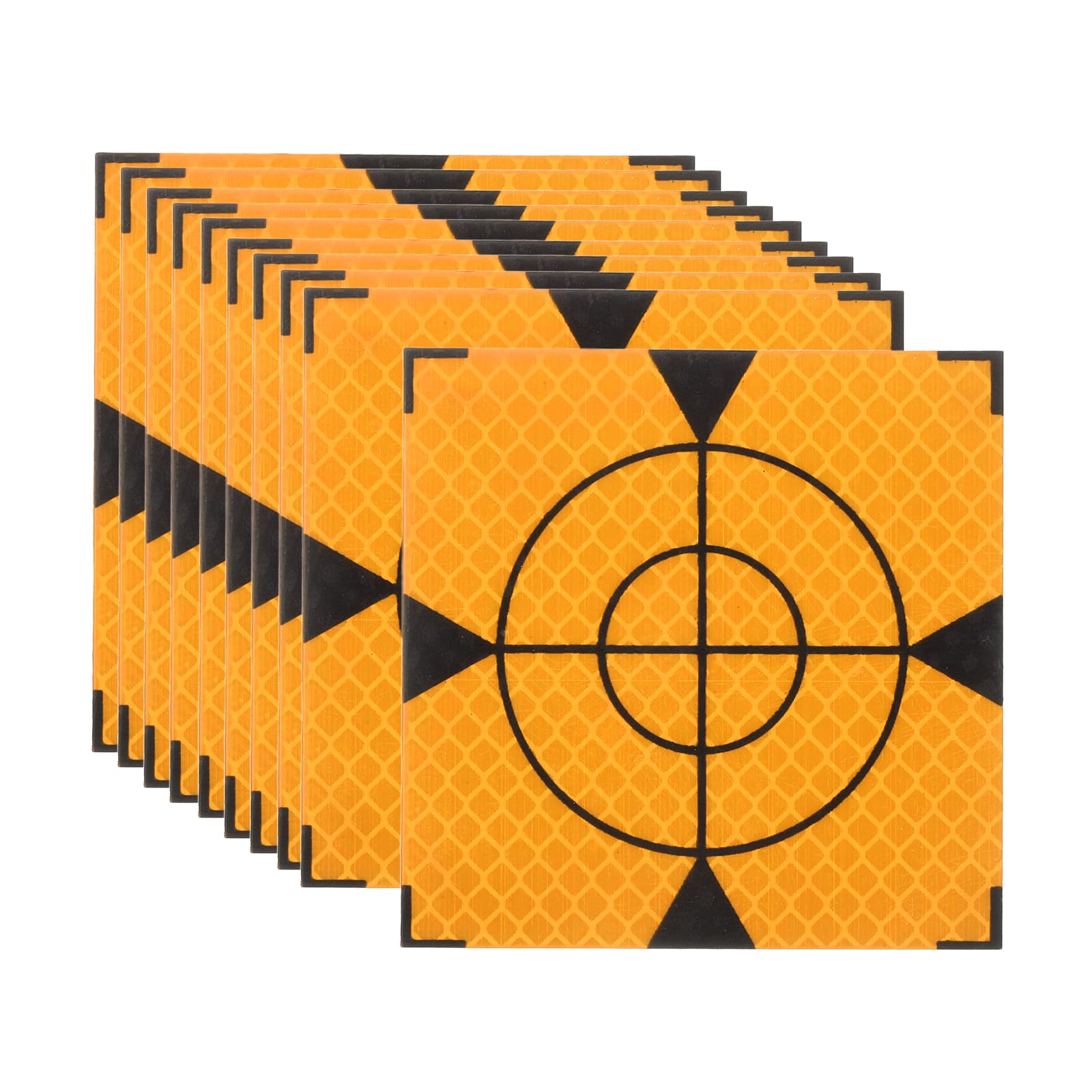 PATIKIL Survey Reflector Target (80x80mm, Yellow)(10 Pcs) Self-Adhesive Reflective Sheet Surveying Target Mark Tape, Suit for Total Station/Ship Inspection/Tunnel Measure