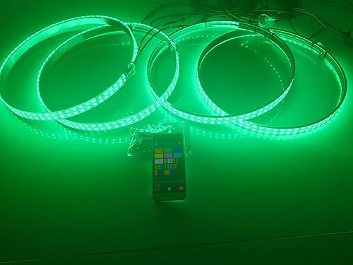 Miniatura 8 de RGB - Juego de 8 luces LED de 15.5 pulgadas para llanta de luz LED + 4 tiras de luz LED de 4 pies, 8 enchufes sincronizados/luces de rueda de doble