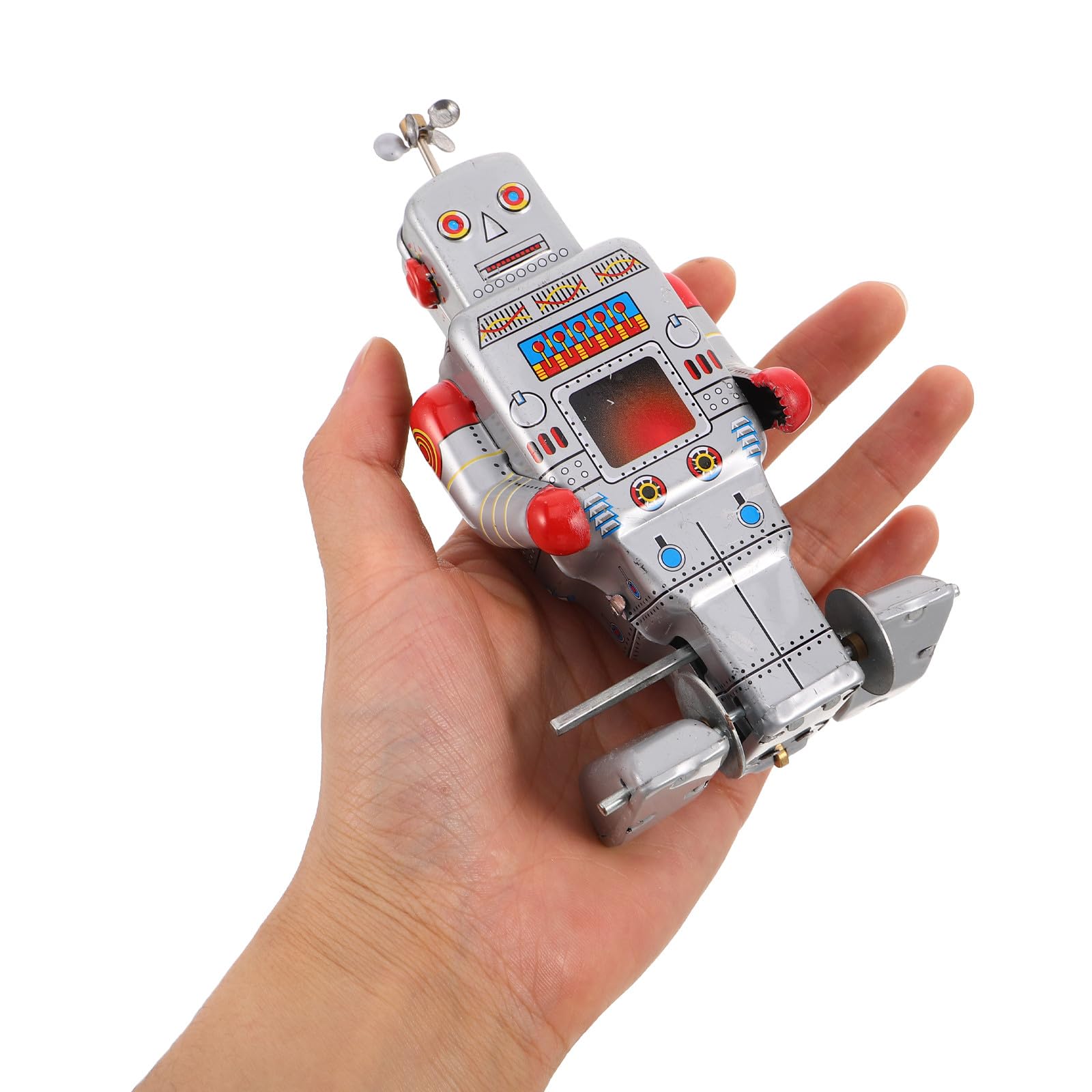 Robot Giocattolo a Carica Manuale: Figura Meccanica retrò in Latta con meccanismo a orologeria - Robot Meccanico in Metallo Che Cammina - Oggetto da Collezione per Decorazione da scrivania,