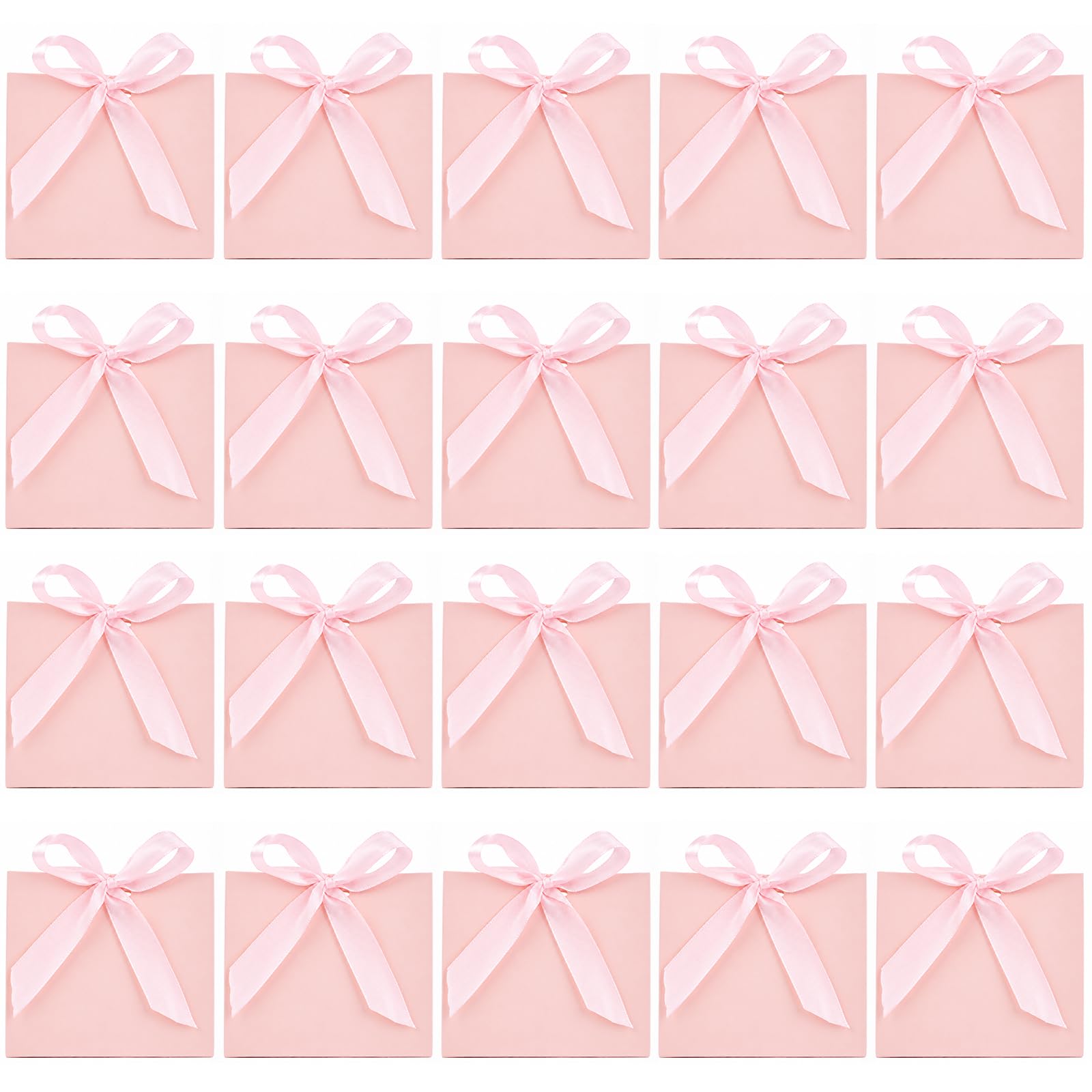 20Pcs Pink Gift Bag With Gold Ribbin, Mini Gifts Bags With Handles for Birthday Wedding Baby Shower Halloween Christams(4.5×1.7×3.9inch) (Pink, Top opening)