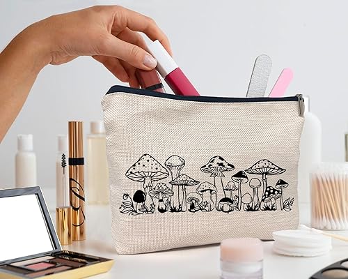 Miniatura 3 de IWXYI Bolsa de aseo de hongos, regalos de hongos, bolsa de maquillaje de hongos, bolsa de maquillaje de hongos para mujer, bolsa con cremallera,