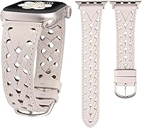 Vista 12 de Wearlizer Correa de cuero compatible con Apple Watch Band de 41/40/38/44/45/46/49/1.654 in para mujeres y hombres, correa trenzada ahuecada
