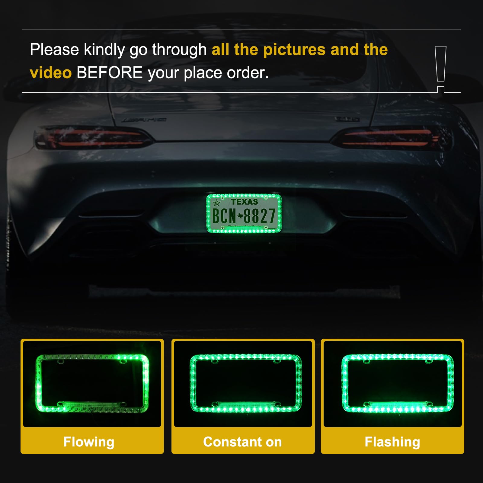 Amazon.com: Follicomfy 12 V 54 LED Color Light License Plate Frame