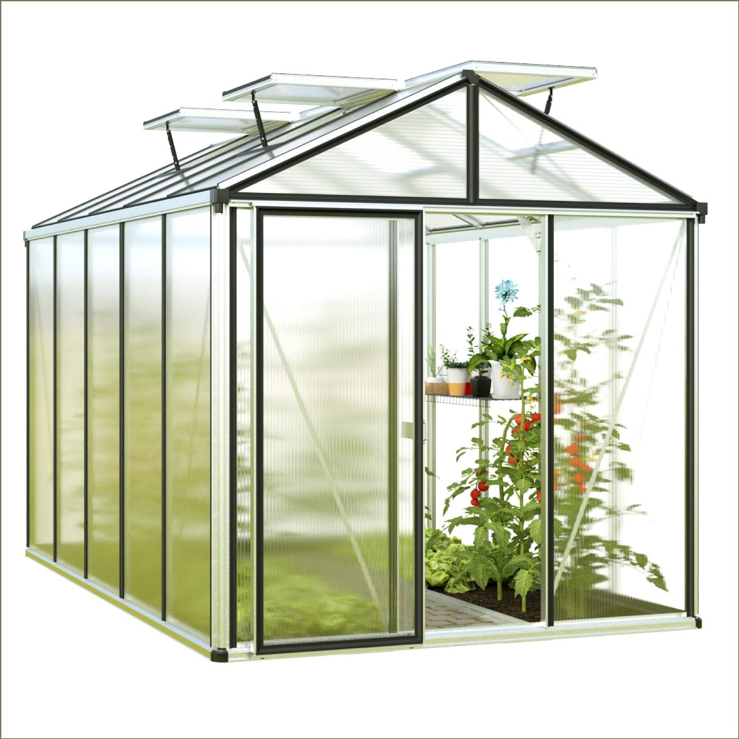 GARMIO® Gewächshaus Arona 310x250cm für den Garten, Alu Frühbeet