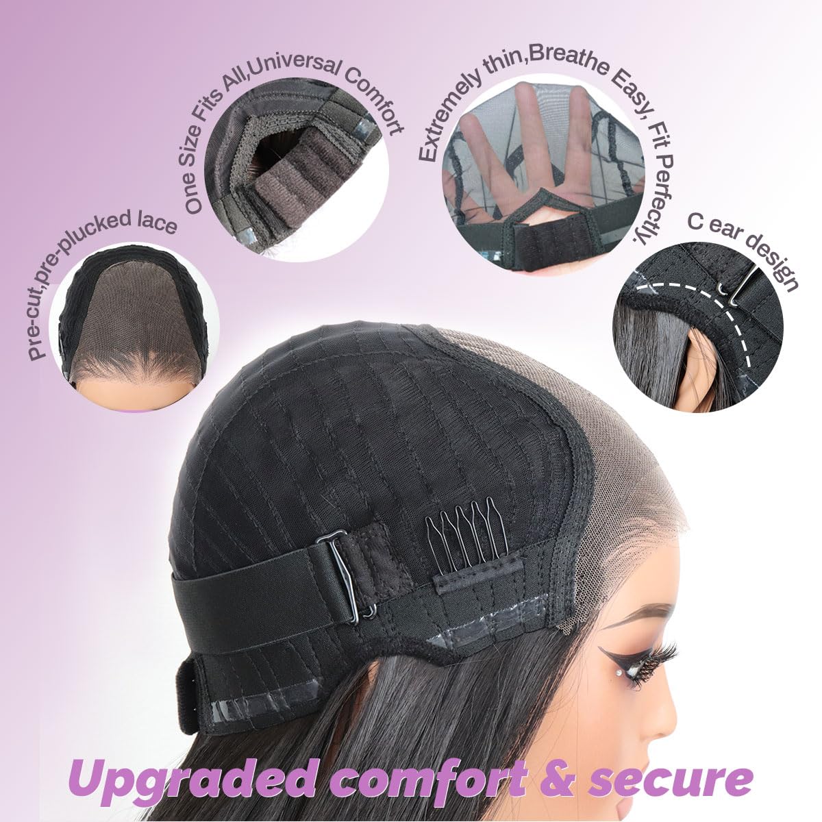 Straight Layered Glueless HD Lace Wig Premium Fiber Blowout Style Amazon.com : GORGIUS Layered Wigs with Bangs Ready to Go  main image 2