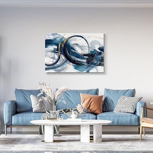 Miniatura 834 de Lienzo artístico para pared, pinturas de arte abstracto, fantasía azul, grafiti colorido sobre fondo blanco; decoración artística moderna para sala