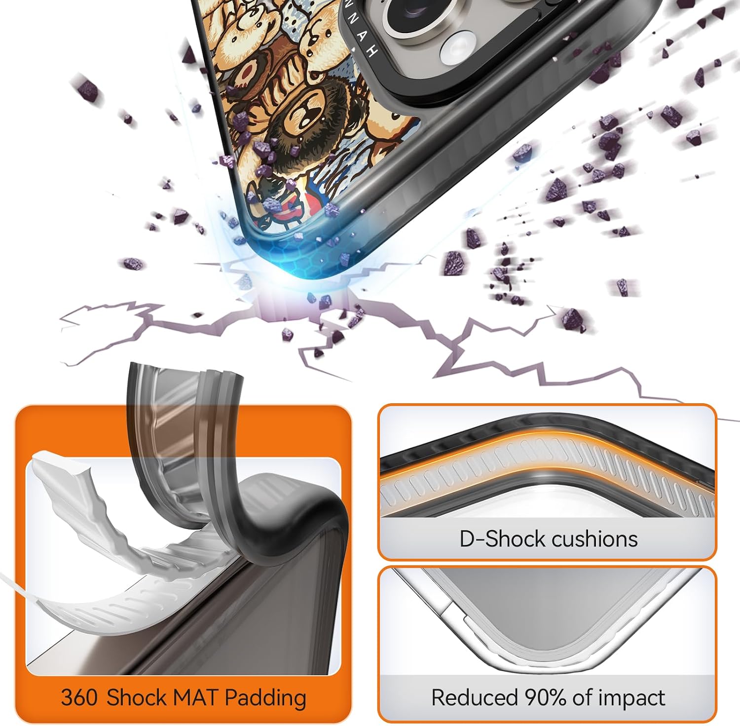 Compatible for iPhone 15 Pro Max Case Cute Aesthetic - Durable Shockproof 6.6 ft Drop Impact Phone Case Cover with Funny Fashion Bear 6.7" Black