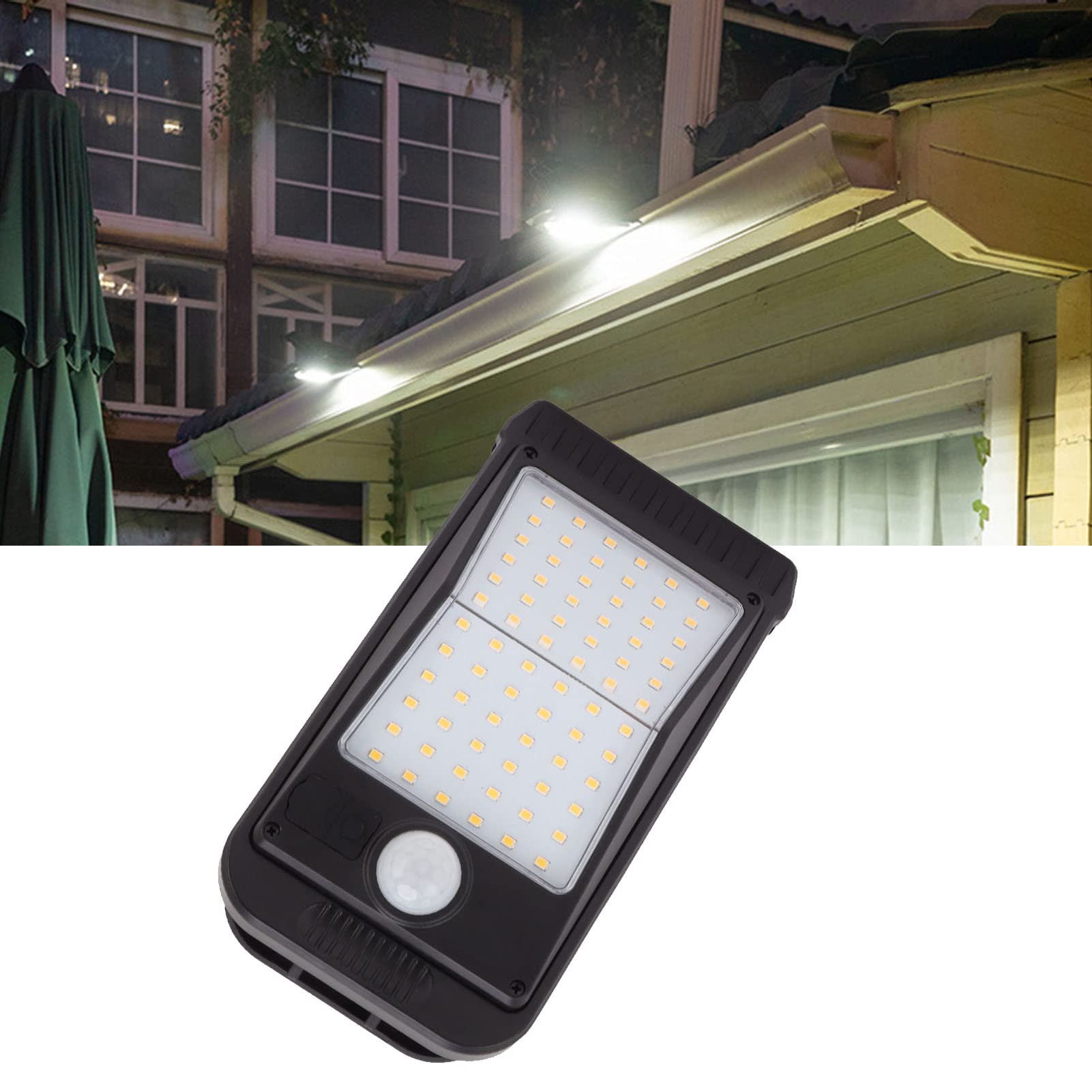 Marhynchus 72 LED Solar Light USB Solar Clip Lamp Batteria Incorporata USB Induzione del Corpo Umano per la Terrazza del Giardino del Cortile All'aperto (Luce bianca)