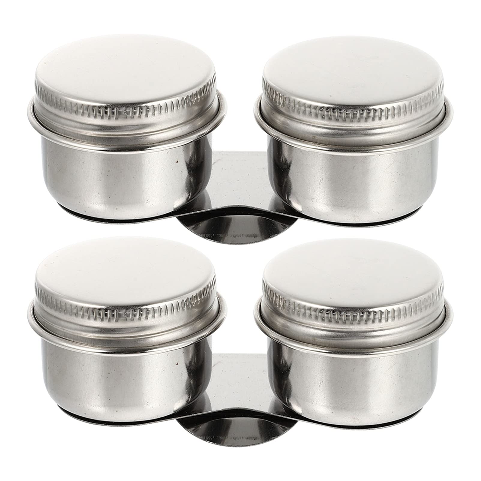 BESPORTBLE 2pcs Oil Painting Palette Cup with Lid Stainless Steel Double Dipper Design No Leakage Can Clip on Palette Double Hole