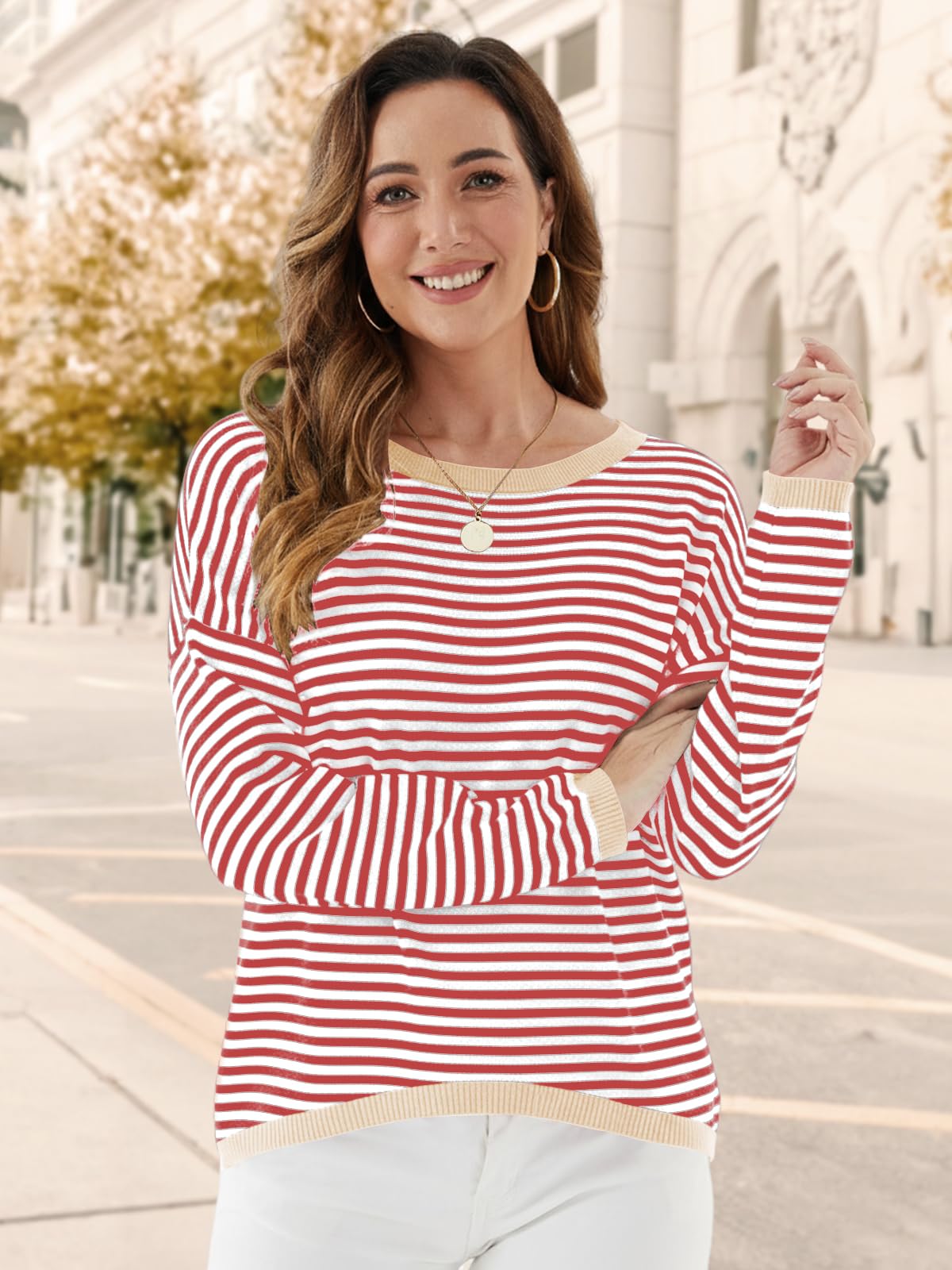 Cuptacc Felpa Donna Senza Cappuccio Maglietta Donna Stripe Girocollo Maniche Lunghe T Shirt Donna Elegante