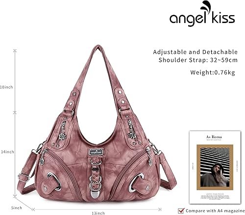 Miniatura 10 de Bolso de mano Hobo para mujer Bolso de mano amplio Múltiples bolsillos para mujeres urbanas a la moda de PU