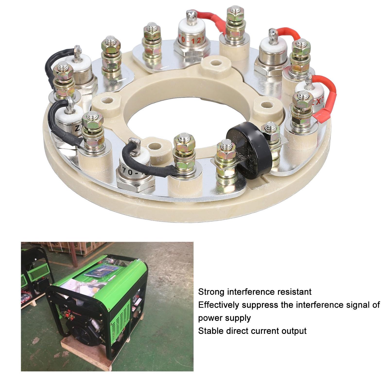 Ausla Ruota Raddrizzatore Ponte Ad Anello Raddrizzatore in Ottone per Componenti Elettronici del Generatore Installazione Semplice Uscita CC Stabile Resistente Alla Corrosione per la Riparazione del