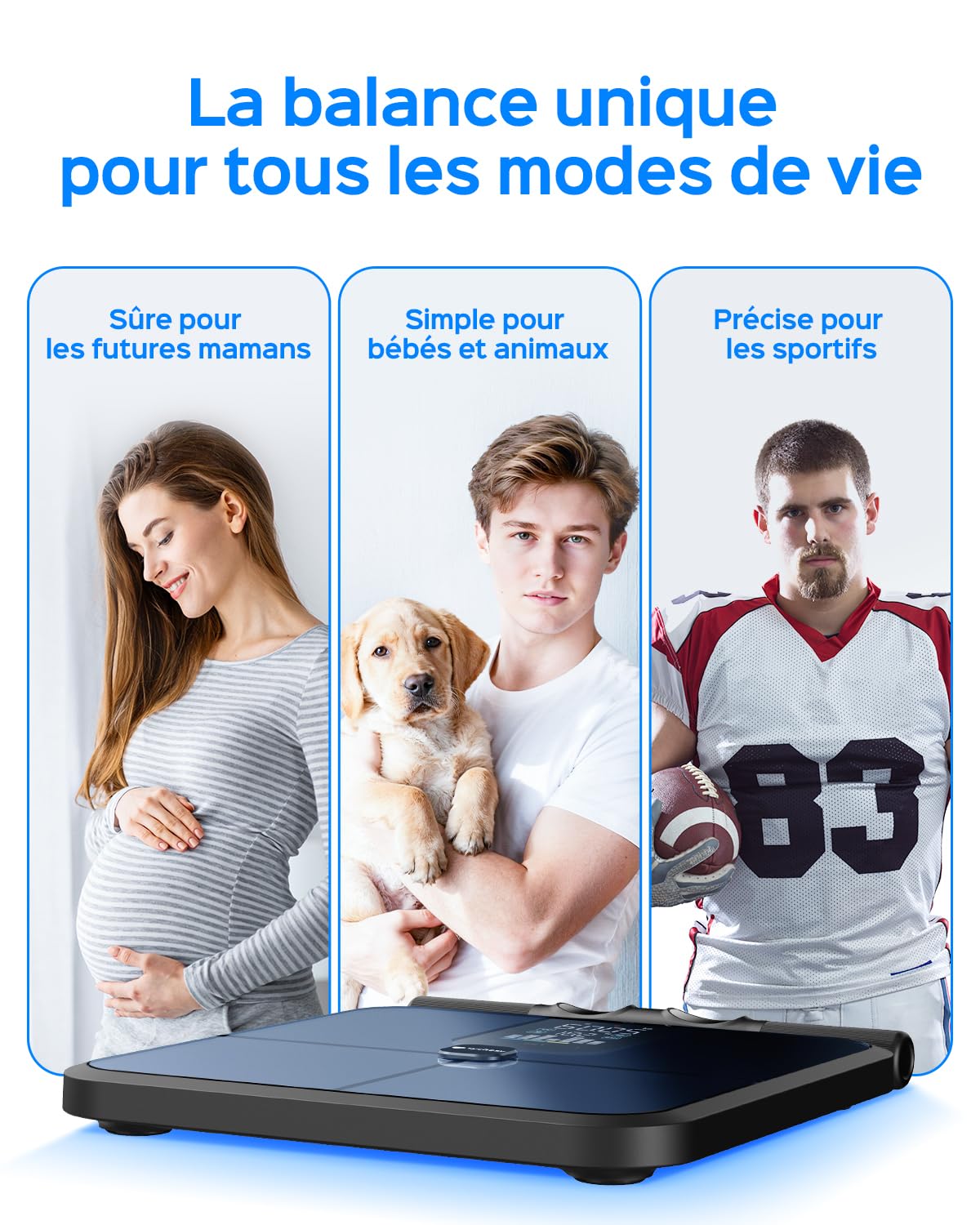 Balance Impédancemètre Professionnelle à 8 Électrodes | Analyse Segmentale Précise, 20+ Mesures de Composition Corporelle, Connexion Bluetooth et App Suivi Santé