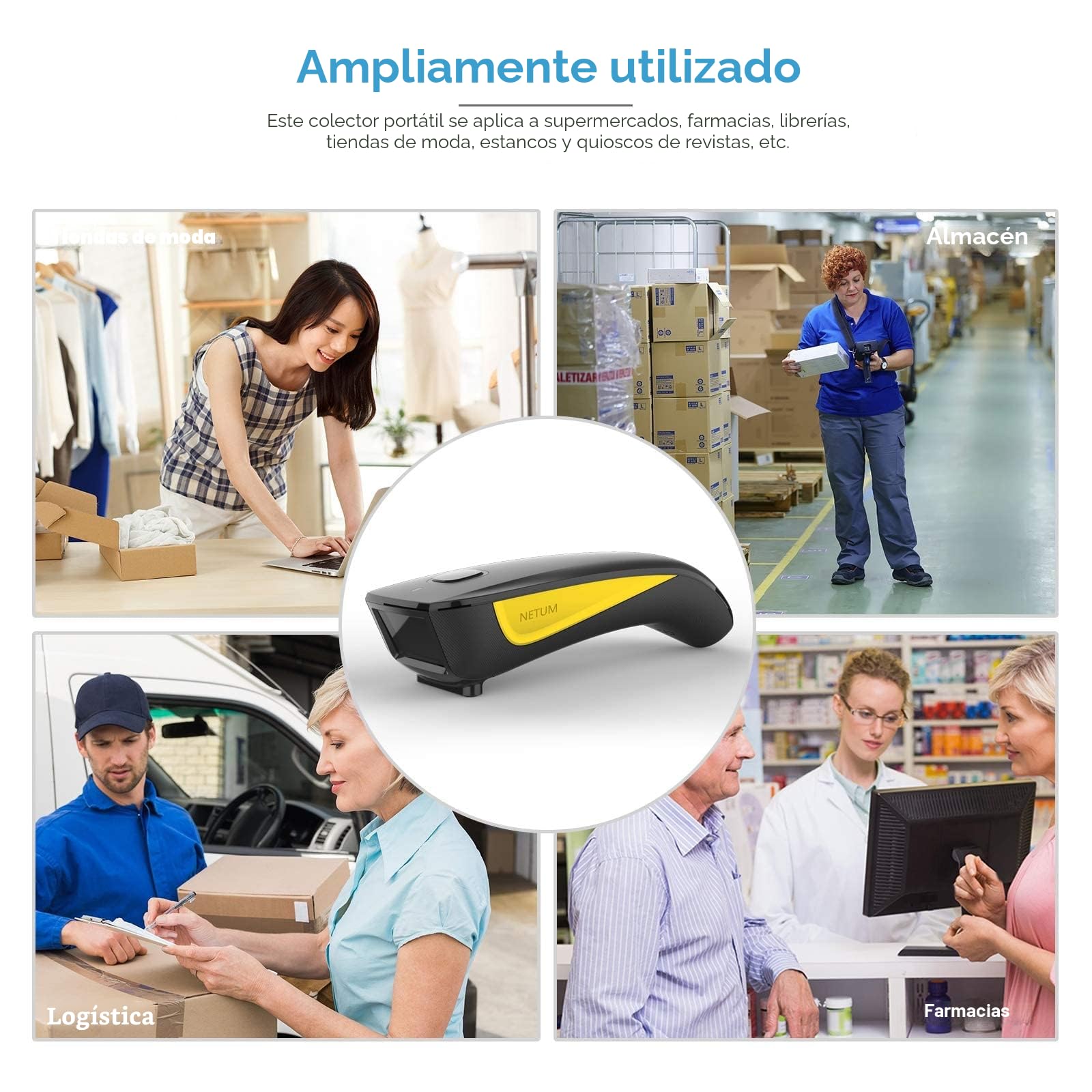 NETUM Escáner de código de Barras 1D 2D inalámbrico, Bluetooth QR escáner de Bolsillo portátil, para inventario para tabletas, iPhone, iPad, Android, iOS, PC y POS - C750