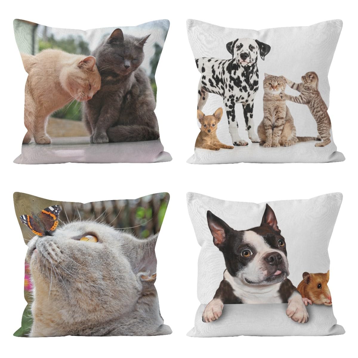 Housse de coussin en lin CEVAN 50x50 cm lot de 4 pour canapé et lit