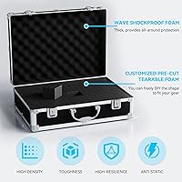 Vista 3 de Funda de transporte rígida de 14 pulgadas, construcción robusta de aleación de aluminio, espuma precortada personalizable, adecuada