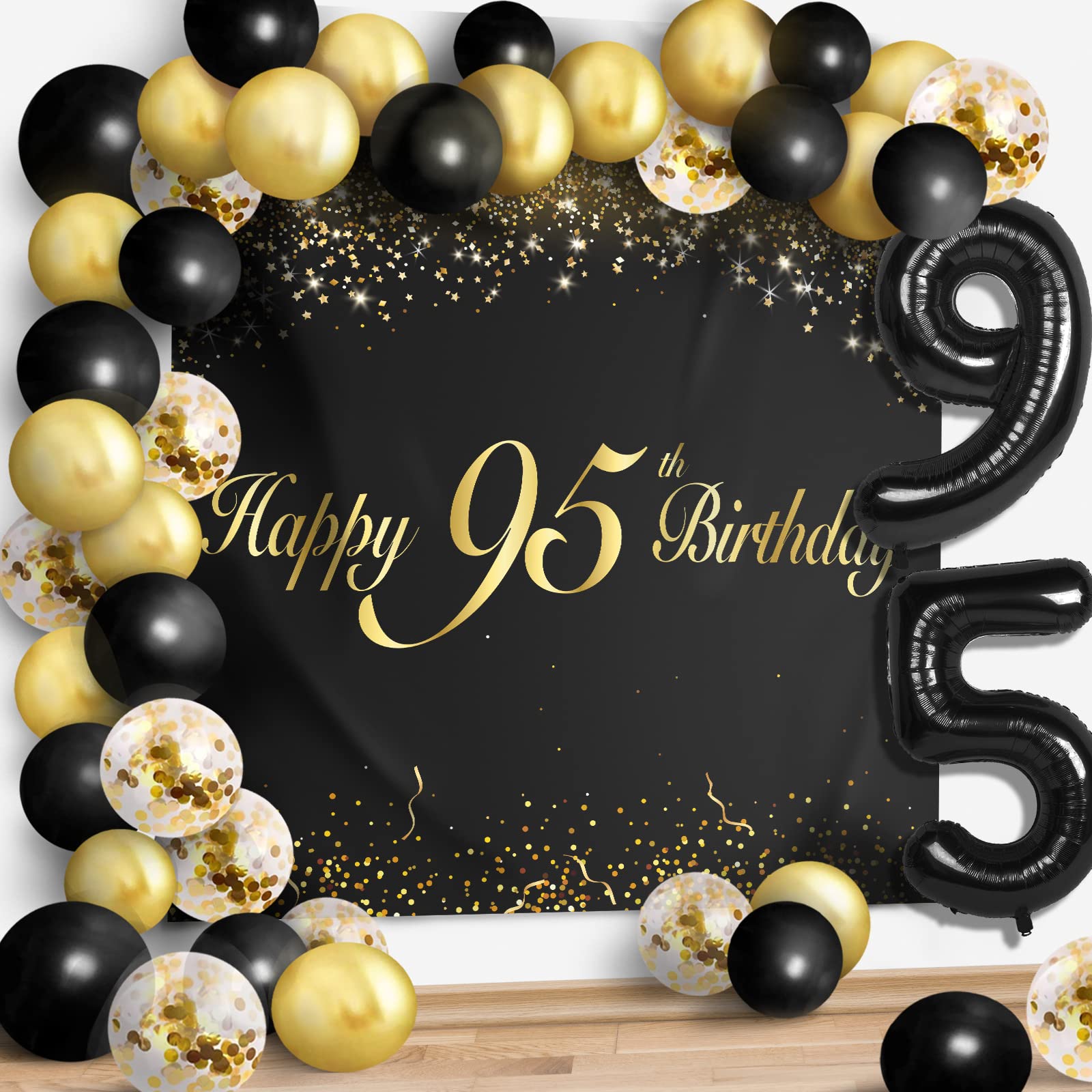 '95 Years Loved' Banner – Goldenes Glitzer-Banner Für 95. Geburtstag Oder Hochzeitstag, Zum Selberbasteln