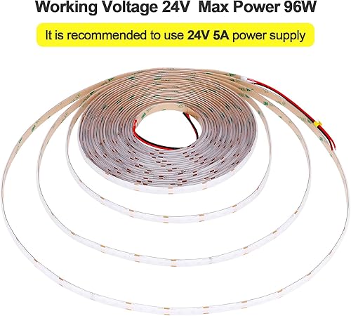 Miniatura 4 de Tira de luz LED COB azul de 32.8 pies (32.8 ft) DC 24 V, IP65, impermeable, 3840 LED, brillo uniforme, sin puntos, cinta de luces LED flexibles para