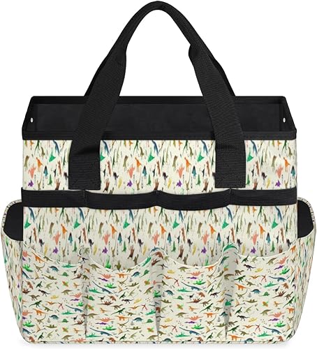 Miniatura 2 de Cute Dinosaur Era Garden Tool Tote Bag for Women Men Gardening Tool Storage Bags with 10 Pockets Standable Garden Home Tool Kits Organizer for