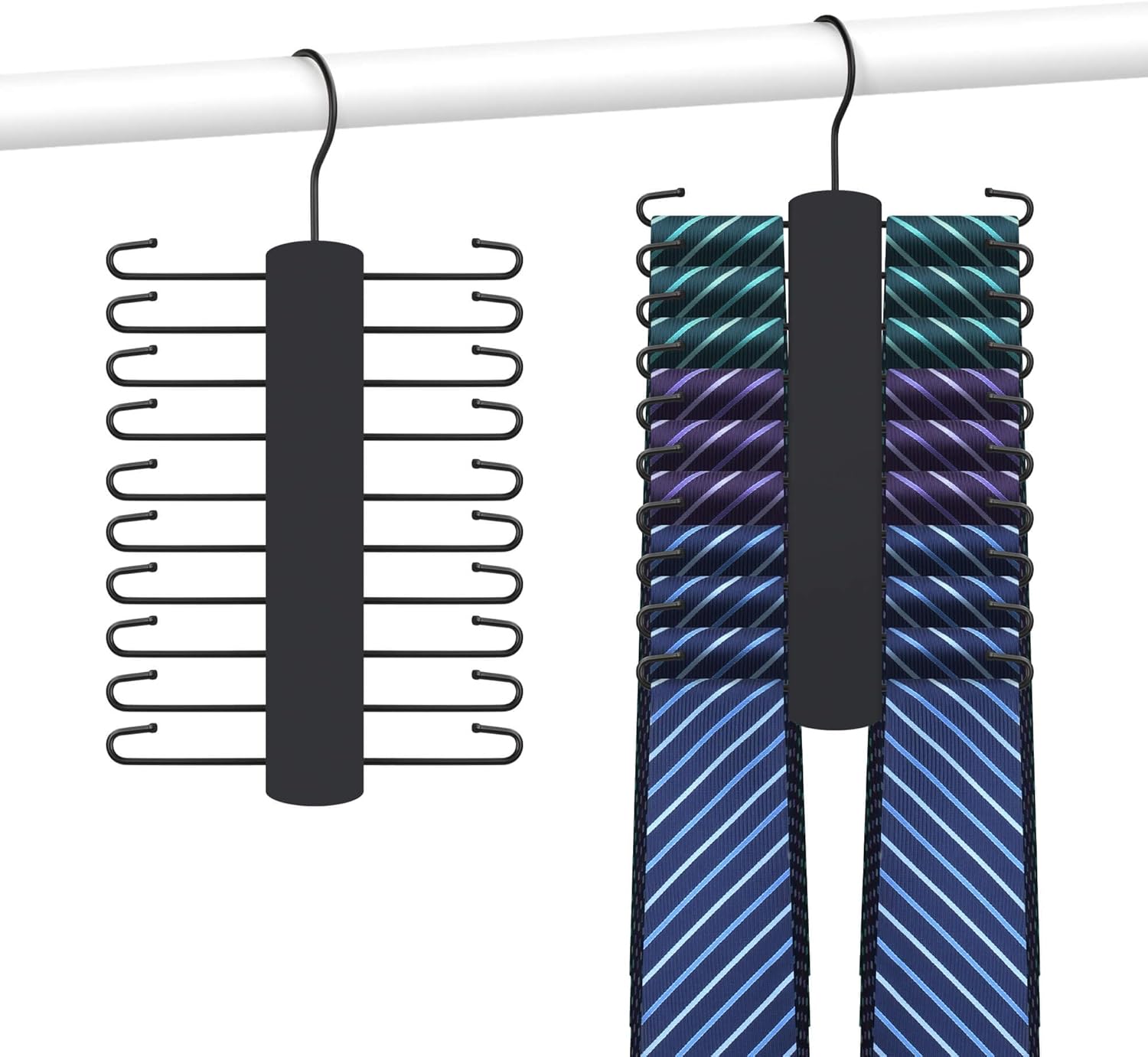 Estante de corbata de madera para armario de hombres, 20 capacidades de almacenamiento, organizador de corbatas giratorio antideslizante,