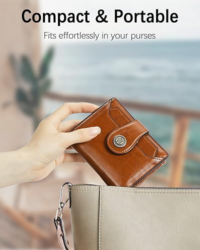 Miniatura 3 de BOSTANTEN - Billeteras de piel para mujer, con bloqueo RFID, con cremallera y bolsillo, billetera pequeña de dos cuerpos, con tarjetero