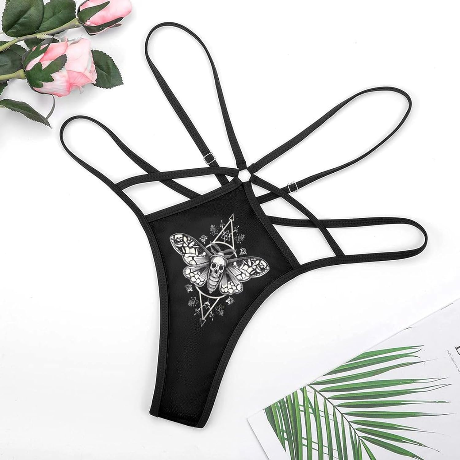 Surreal Death Moth Funny Women's T-back Thong Panties G-String Printed No Show Underwear