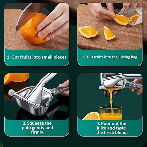 Miniatura 7 de Exprimidor manual de acero inoxidable 304 Extractor de jugo de fruta fresca con exprimidor de mano seguro y saludable bolsa de filtro 50 piezas