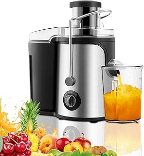CLIPOP Juicer Machines Electric, Centrifugal Juicers Whole Fruit and Vegetable with Wide Mouth, Easy to Clean Dual Speed Mode Stainless Steel Juice Extractor with Overload Protective System 600W