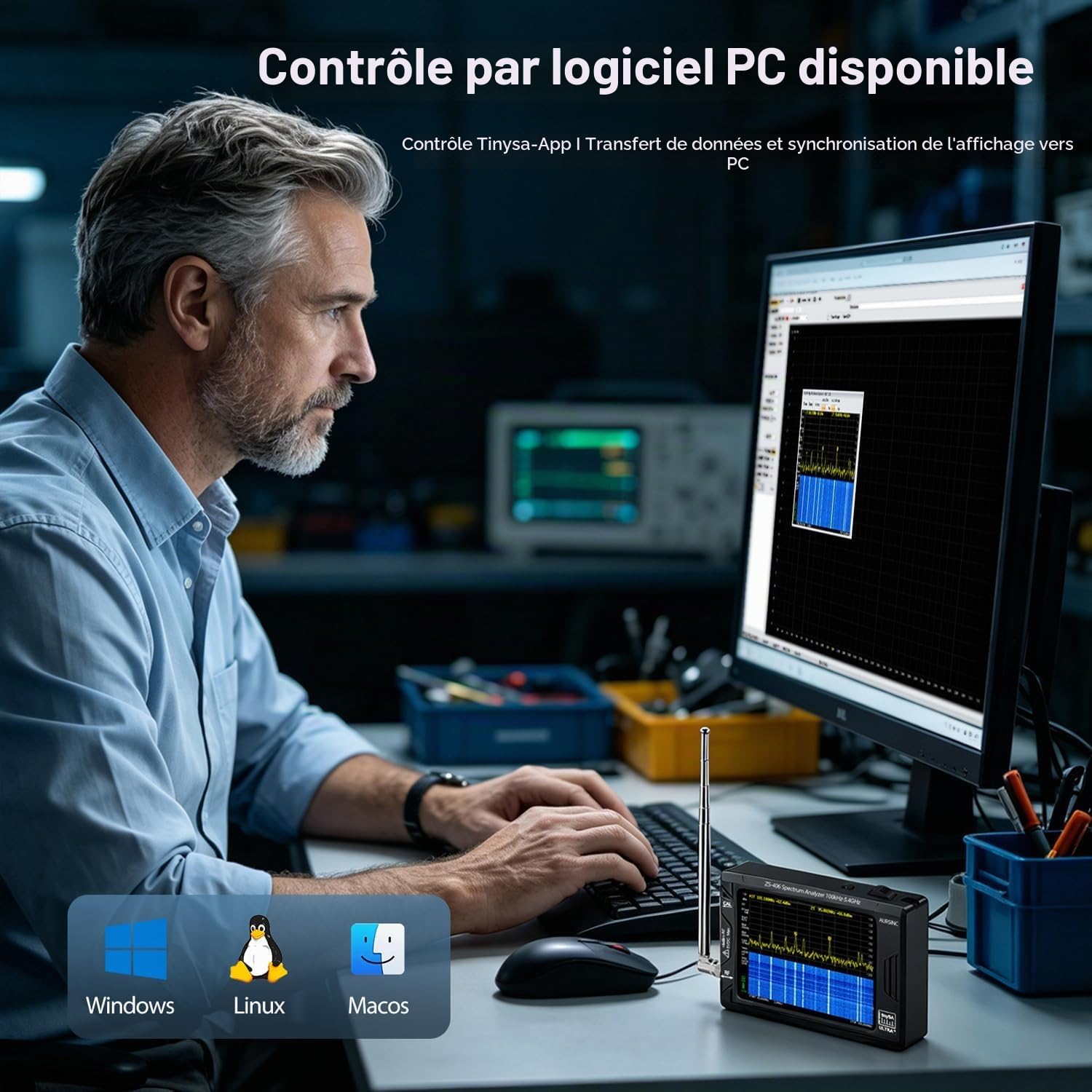 AURSINC Analyseur de Spectre TinySA Ultra+ zs406 mis à Jour, 4,0'' HW V0.4.6 Analyseur de Fréquence 100KHz-5,4GHz avec Carte 32 Go|Générateur de Signaux 2 en 1 100kHz à 900MHz Entrée UHF MF/HF/VHF