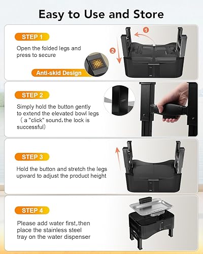 Miniatura 9 de UPSKY Fuente de agua elevada para perros de 2.25 galones, fuente ajustable para mascotas de 4 alturas para todos los tamaños de perro, bandeja de