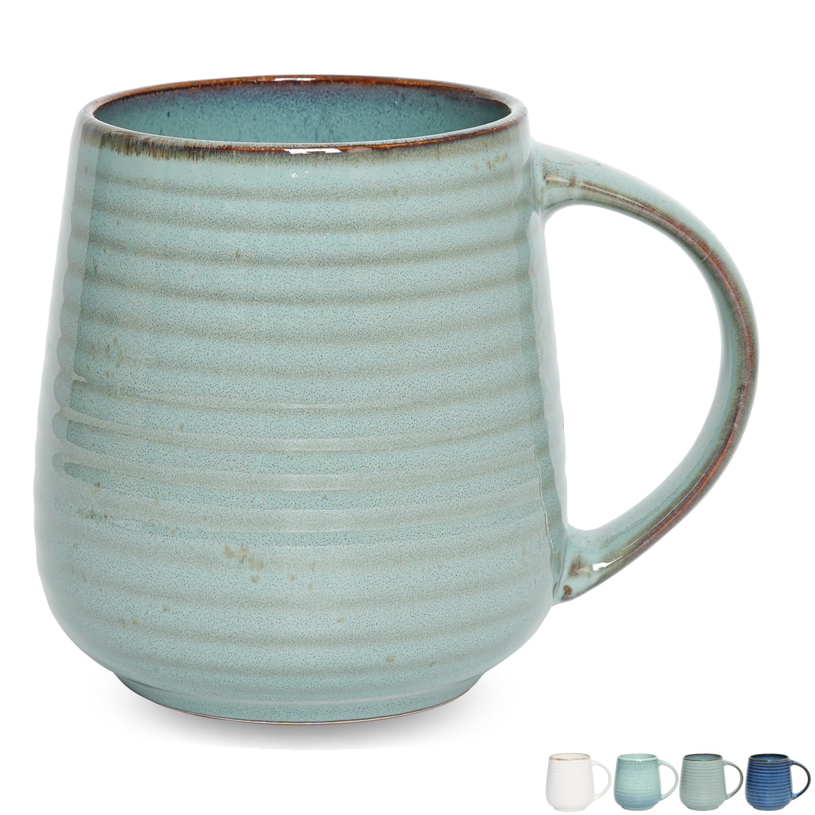 Bosmarlin Extra Large Ceramic Coffee Mug, 22 Oz, Dishwasher and Microwave Safe, Oversized Big Tea Cup (Grey Blue)