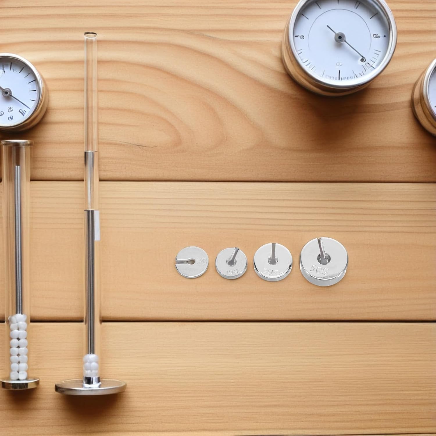 LOGOFUN 35PCS Chrome Plated Laboratory Weight Set Calibration Weights for Physics Experiments Teaching Research Lab Instruments - 5&10&20&50g