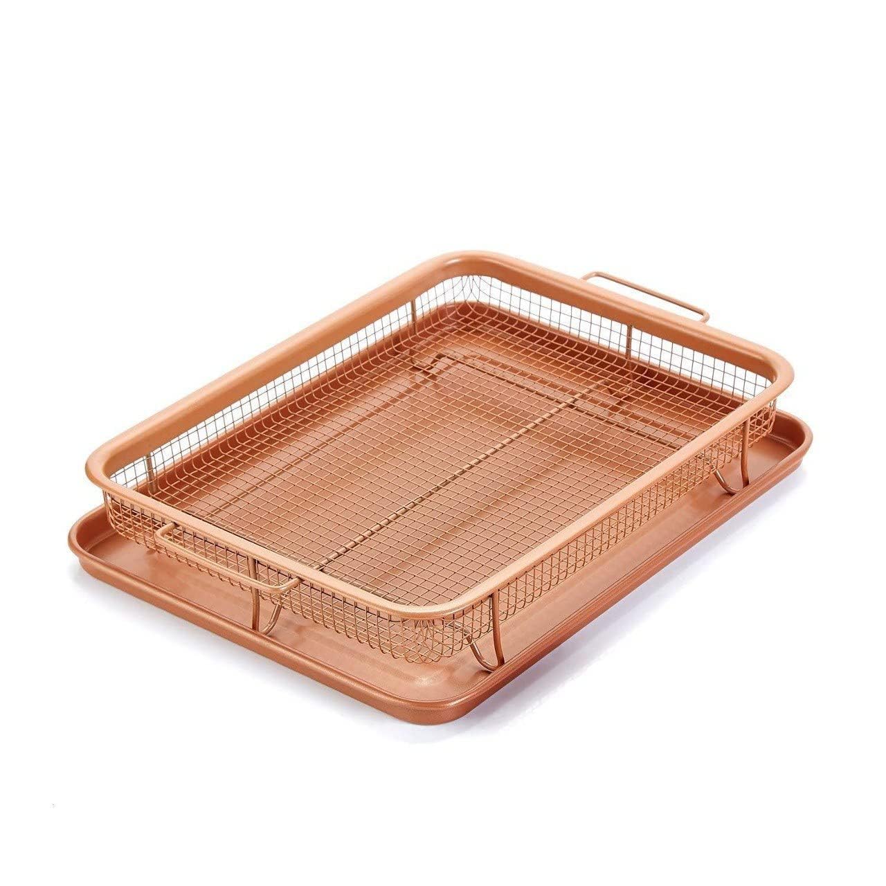 Kitchen Deep-Fried Food Drain Basin Rectangle Crispy Tray Filter Mesh Fresh-Keeping Basket Non-Stick Oil Pan Crisping Tray Oven Baking Tray Frying Basket and Baking Sheet