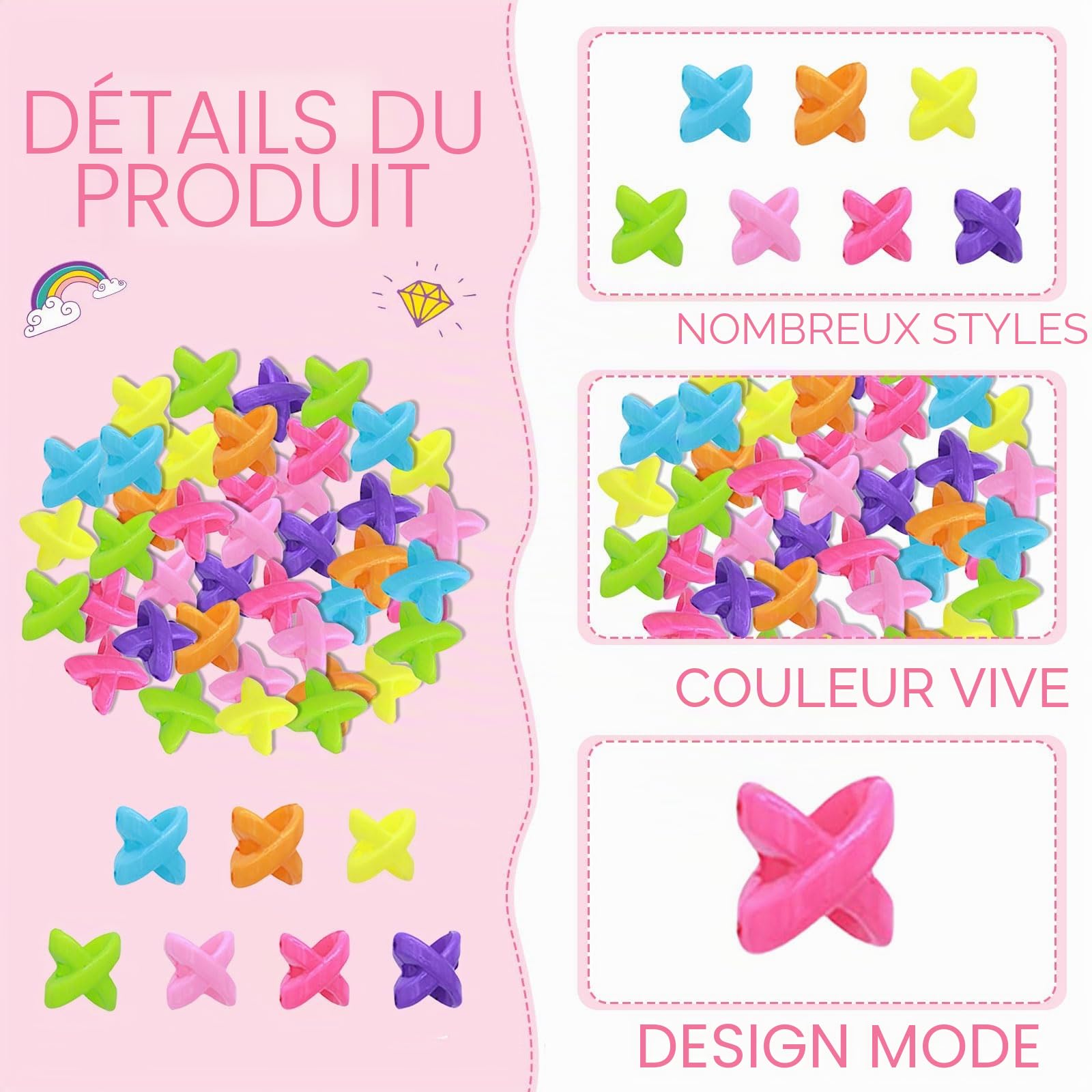 VENOFEN Lot de 50 perles de cheveux en acrylique pour tresses, dreadlocks pour filles, perles creuses en vrac pour la fabrication de bijoux de cheveux VENOFEN Lot de 50 perles de cheveux en acrylique pour tresses, dreadlocks pour filles, perles creuses en vrac pour la fabrication de bijoux de cheveux