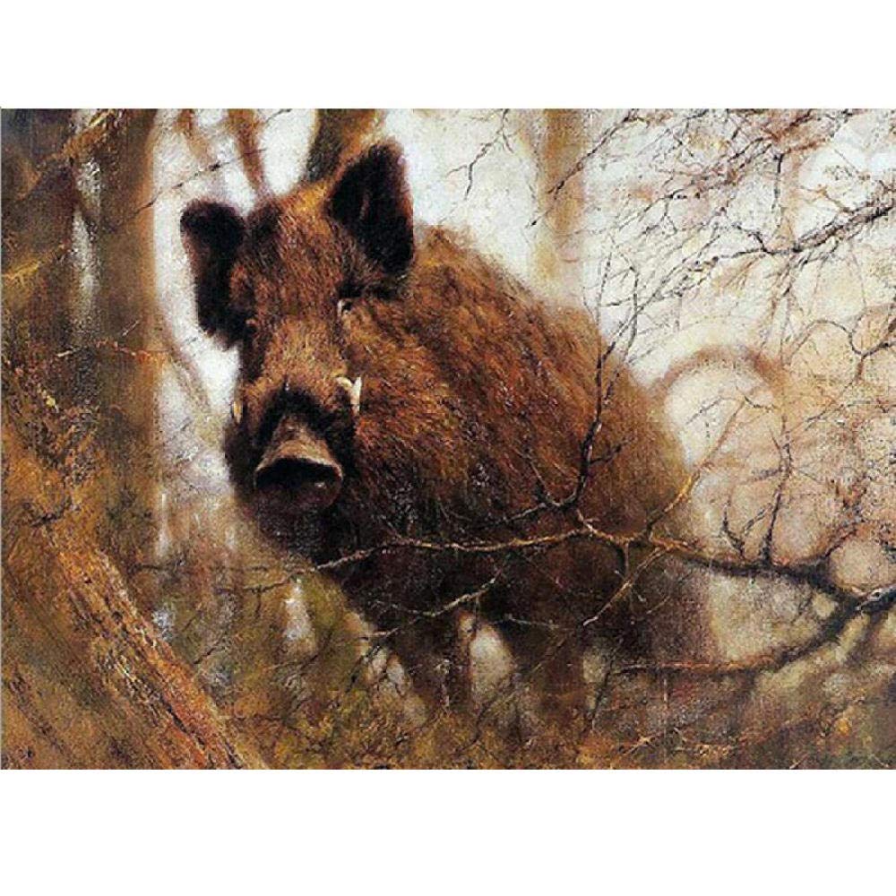 Malarstwo diamentowe, duży rozmiar, pełne wiertło ze strasu, zestaw do haftu diamentowego 5D, mozaika, ścieg krzyżykowy, zwierzęcy dzik, 70 x 80 cm