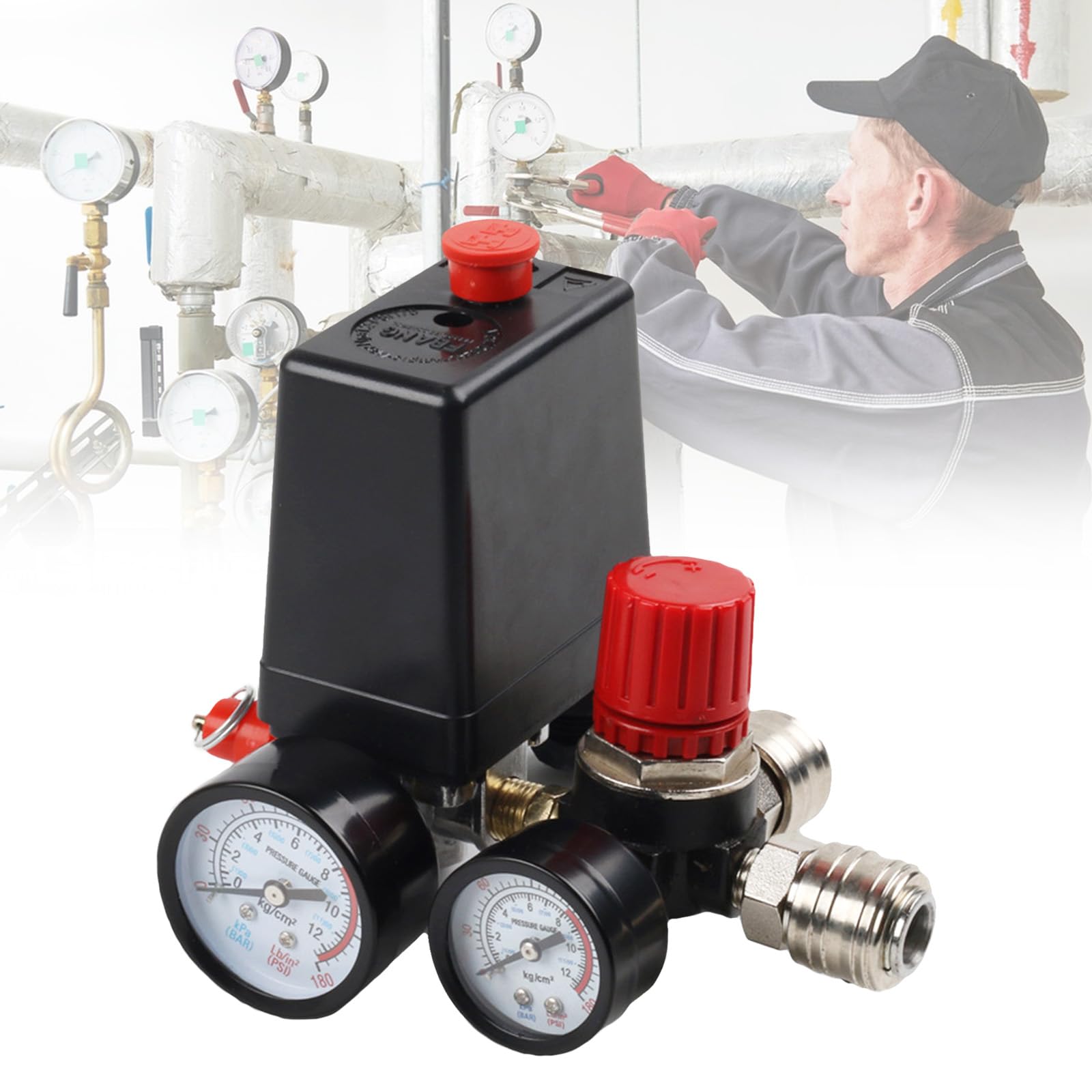 Regulador de Presión, Compresor de Aire Interruptor de Presión Compresor Adecuado Para Aplicaciones Que Incluyen Automatización Pintura En Aerosol Herramientas Neumáticas