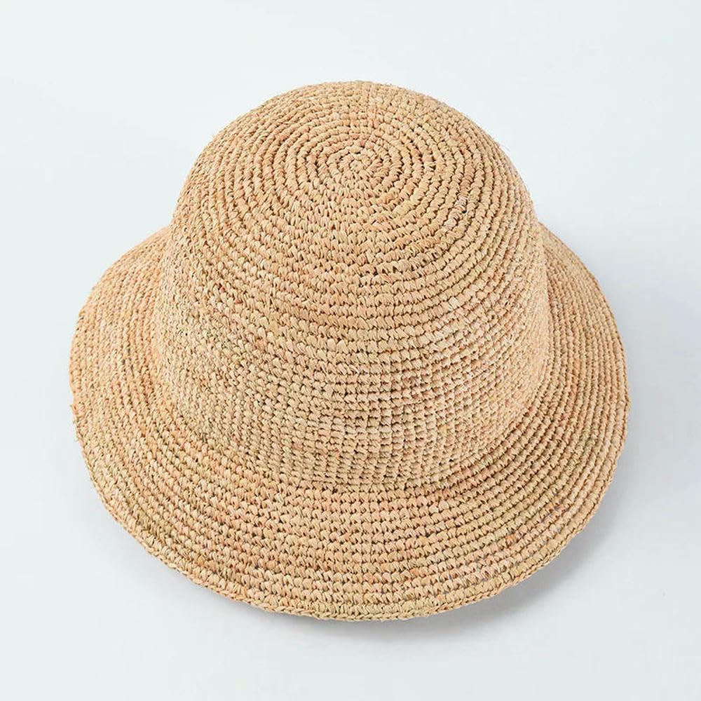 Naturalna rafia designerski plażowy kapelusz przeciwsłoneczny dla kobiet ręcznie robiony szydełkowany słomkowy kapelusz damski wiosenny letni kapelusz typu bucket floppy czapka rybacka