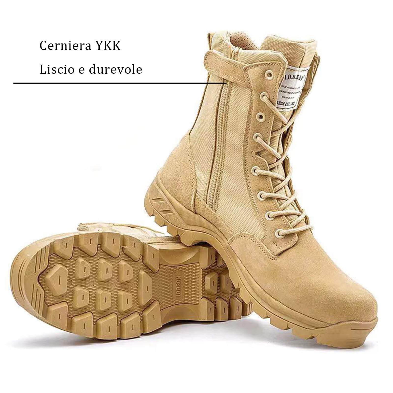Anfibi Militari Uomo Stivali Tattici Stivali Moto Stivali da Lavoro Leggeri Traspiranti per Escursionismo e Caccia con Cerniera Laterale YKK
