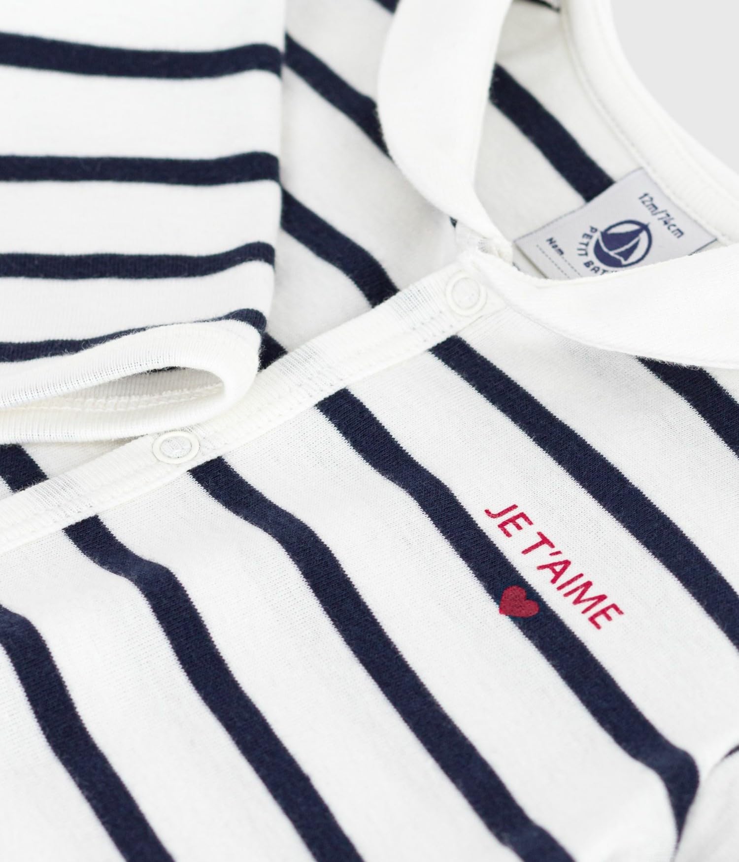 Petit Bateau Pigiama Bambino in Cotone Senza Piedi con Colletto a Barca Stampato a Righe