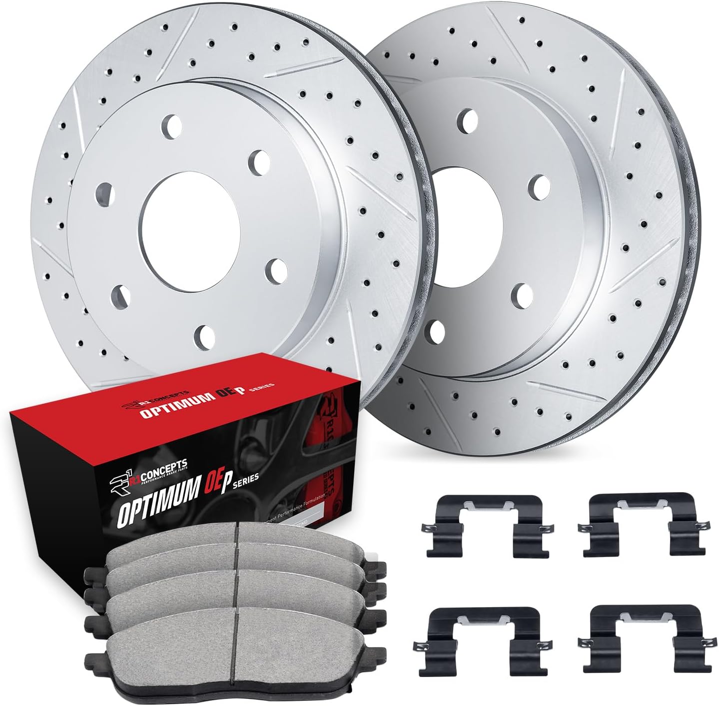 Rear Brake Kit For 2024 Lexus GX550, Toyota Land Cruiser, Toyota Tacoma, 2022-2024 Lexus LX600| Drilled Slotted Brake Rotors| Optimum OEP Brake Pads and Rotors Kit| Hardware included