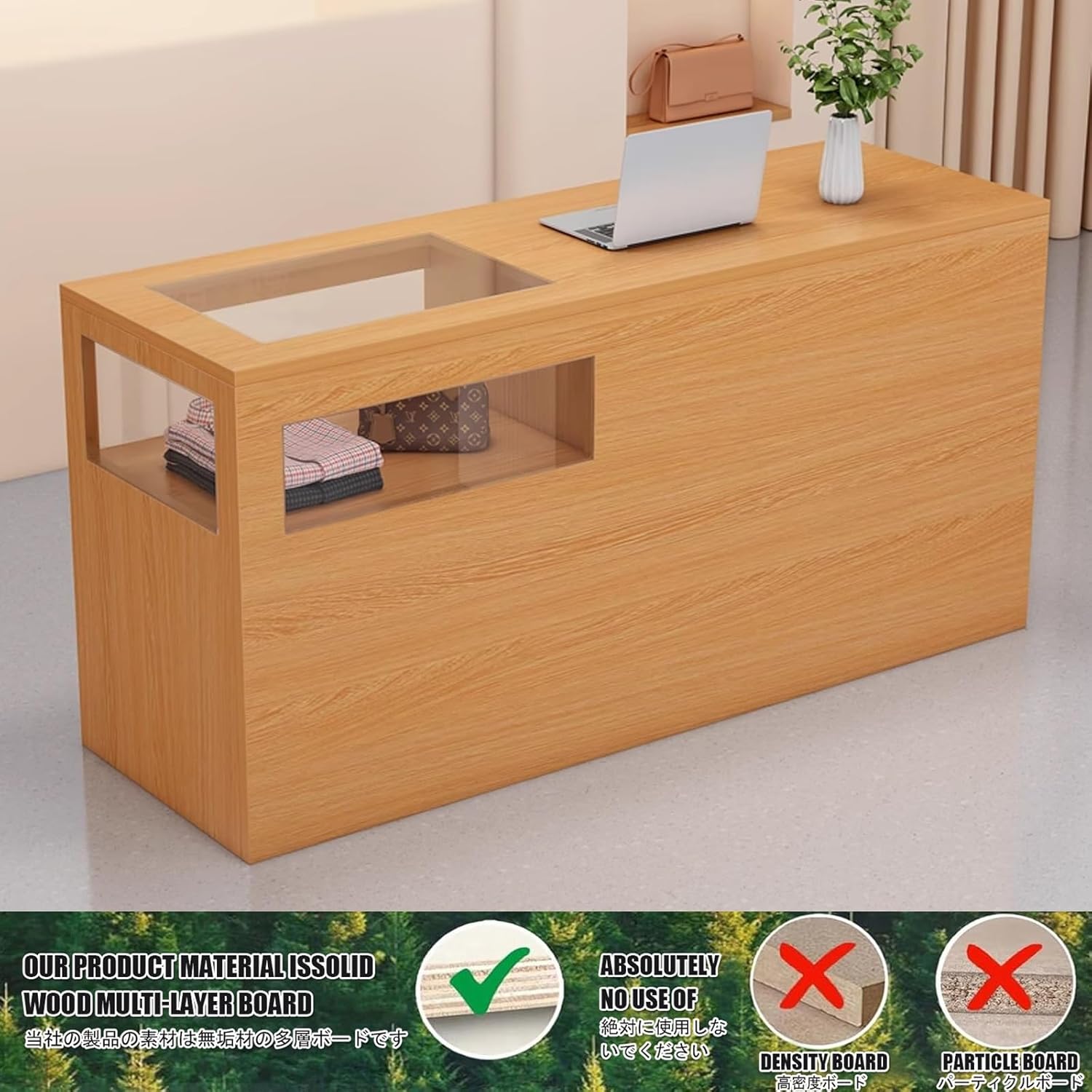 オープンフロントデスク受付、カウンター付きモダン受付デスク