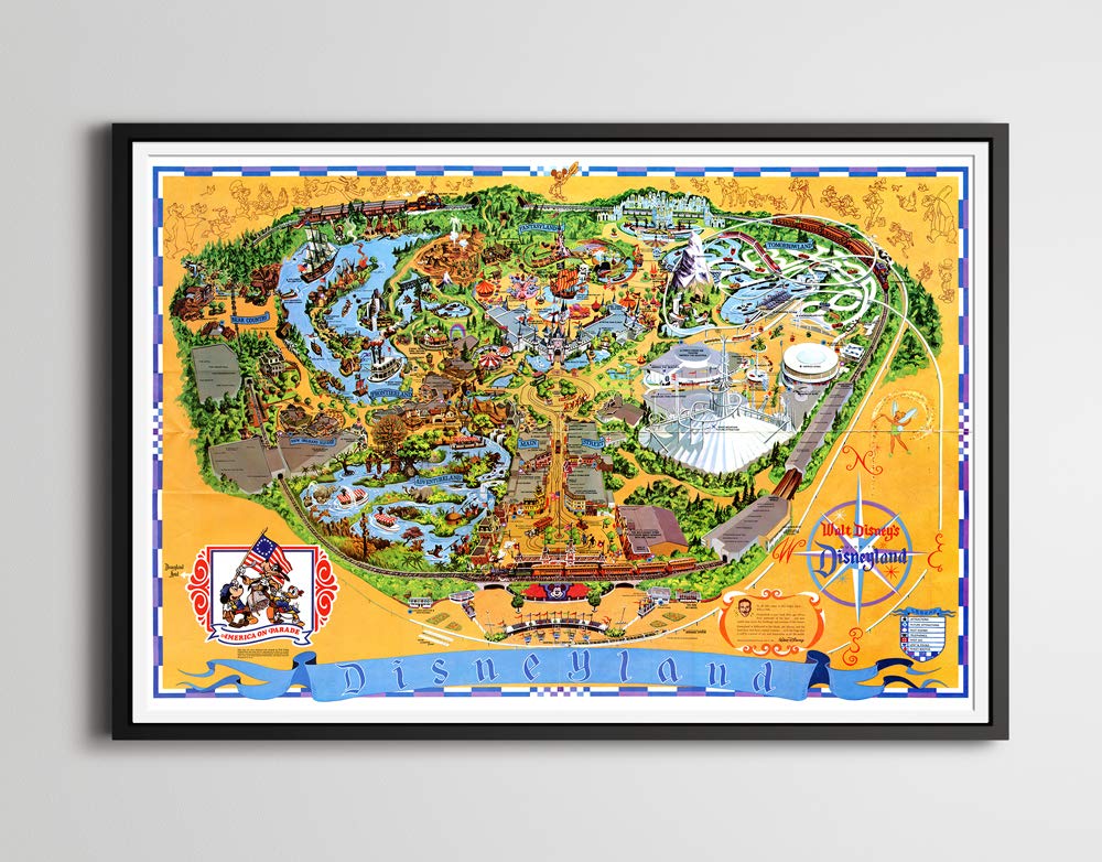 Disneyland Map Wall Art Vintage 1976 Disneyland Park Map Poster (Full-Size 24" X 36" Or Smaller) -  Tomorrowland - Wall Decor - Space Mountain - High Quality: Buy Online In  India At Desertcart