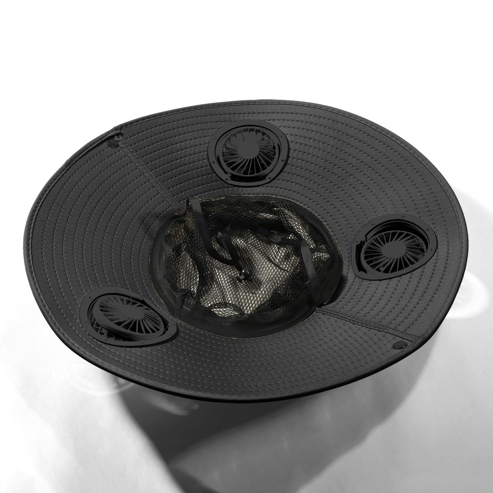 Générique Chapeau De Soleil D'extérieur À Large Bord - avec 4 Ventilateurs Solaires - Homme Femme - Été Chapeau Anti UV Rafraichissant - Rechargeable par USB - Pêche Plage Randonnée Safari