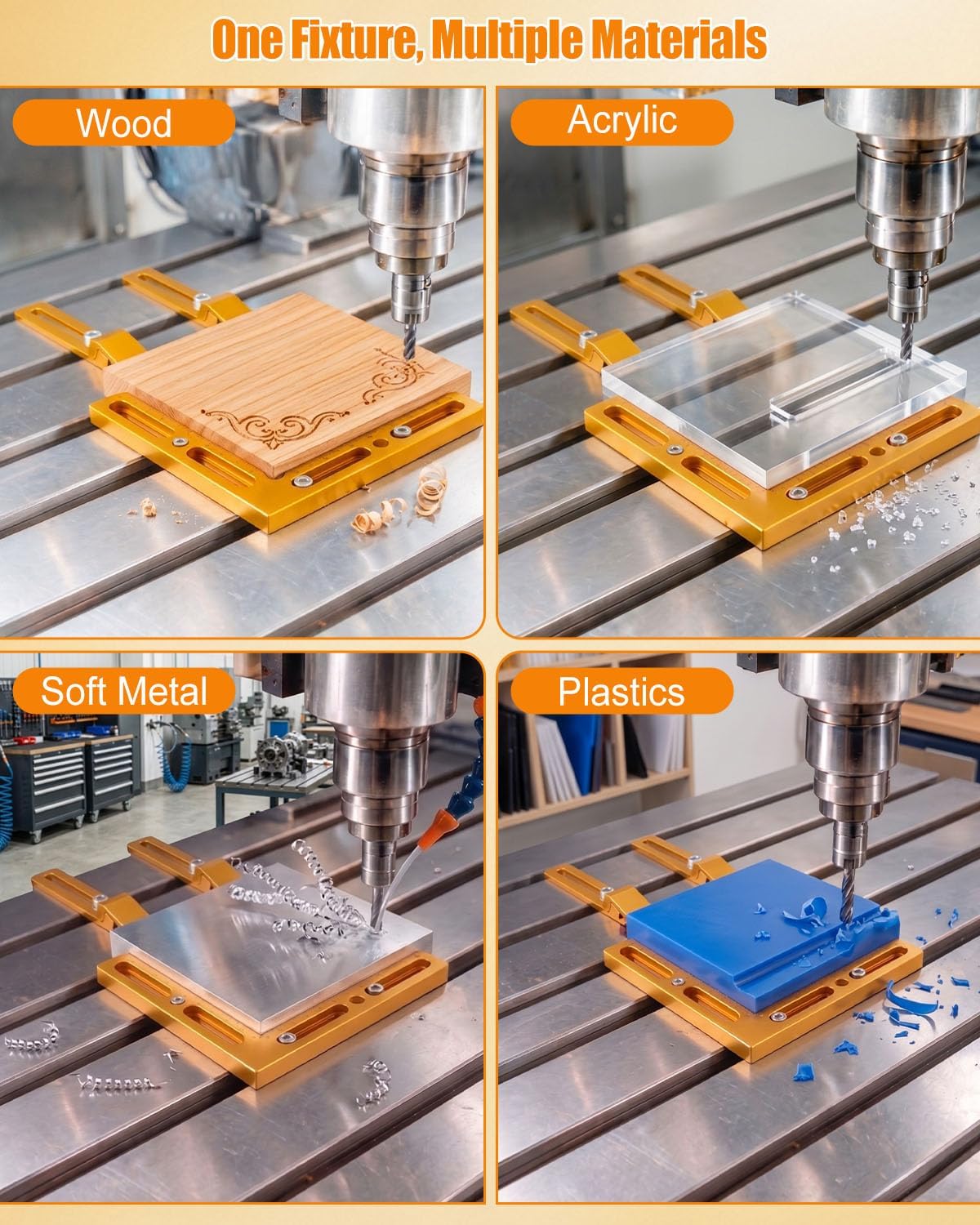 CNC Positioning Side Clamp Vise, Low Profile Fixture Vise