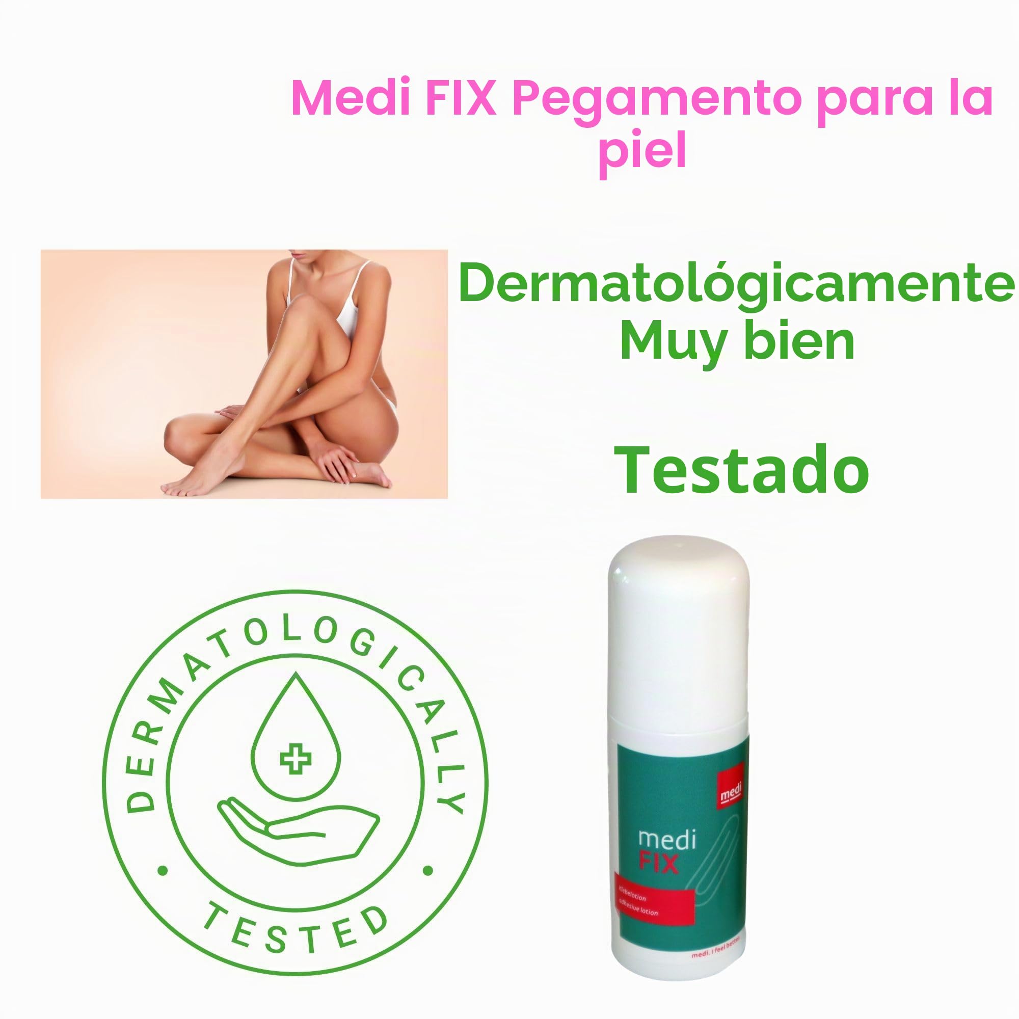 Medi Fix adhesivo cutáneo - loción adhesiva para una sujeción segura de las medias de compresión incluyendo la malla de lavandería Olanmarp - 50 ml