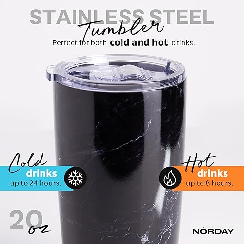 Miniatura 10 de NORDAY  Vaso con tapa, 20 onzas, aguamarina, vaso aislado al vacío, vaso de viaje, vasos de acero inoxidable, vaso de café de doble pared, mantiene