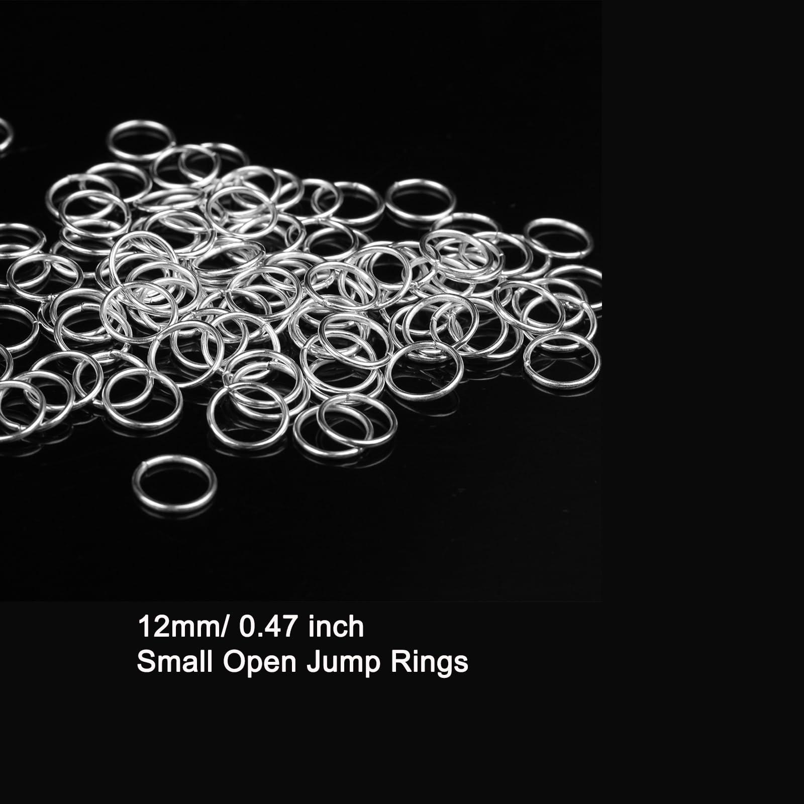 HUIHUIBAO 100 Pieces Open Jump Ring Metal Split Rings for Jewelry and Crafts Making Wind Chimes Costuming Ornaments (Silver, 12mm) - Image 2
