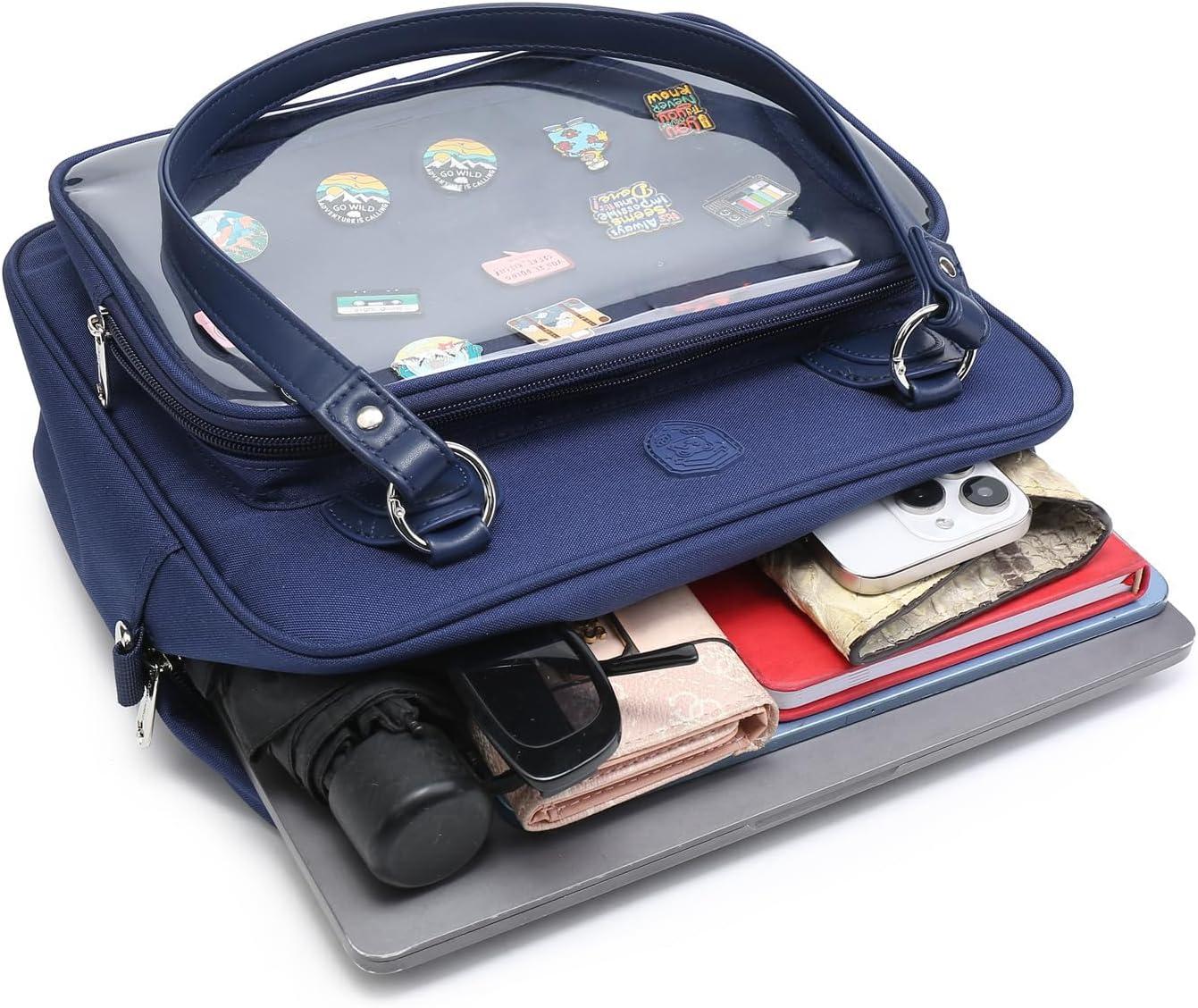 Oxford Ita Bag Crossbody Shoulder Bag Satchel Messenger Backpack Multi-Purpose Pins Display - Image 9