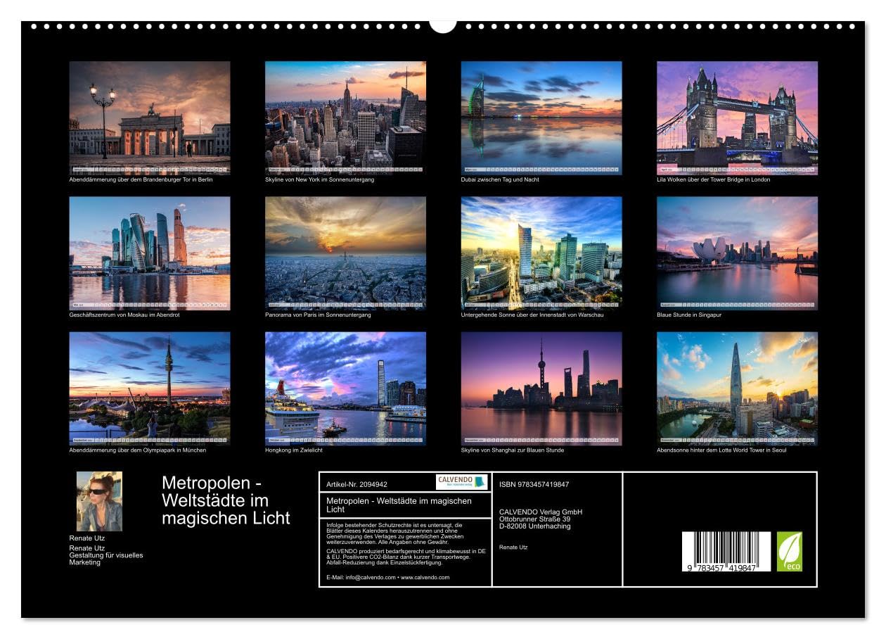 Metropolen - Weltstädte im magischen Licht (hochwertiger Premium Wandkalender 2026 DIN A2 quer), Kunstdruck in Hochglanz: Atmosphärische Fotografien ... zur Blauen Stunde (CALVENDO Orte)