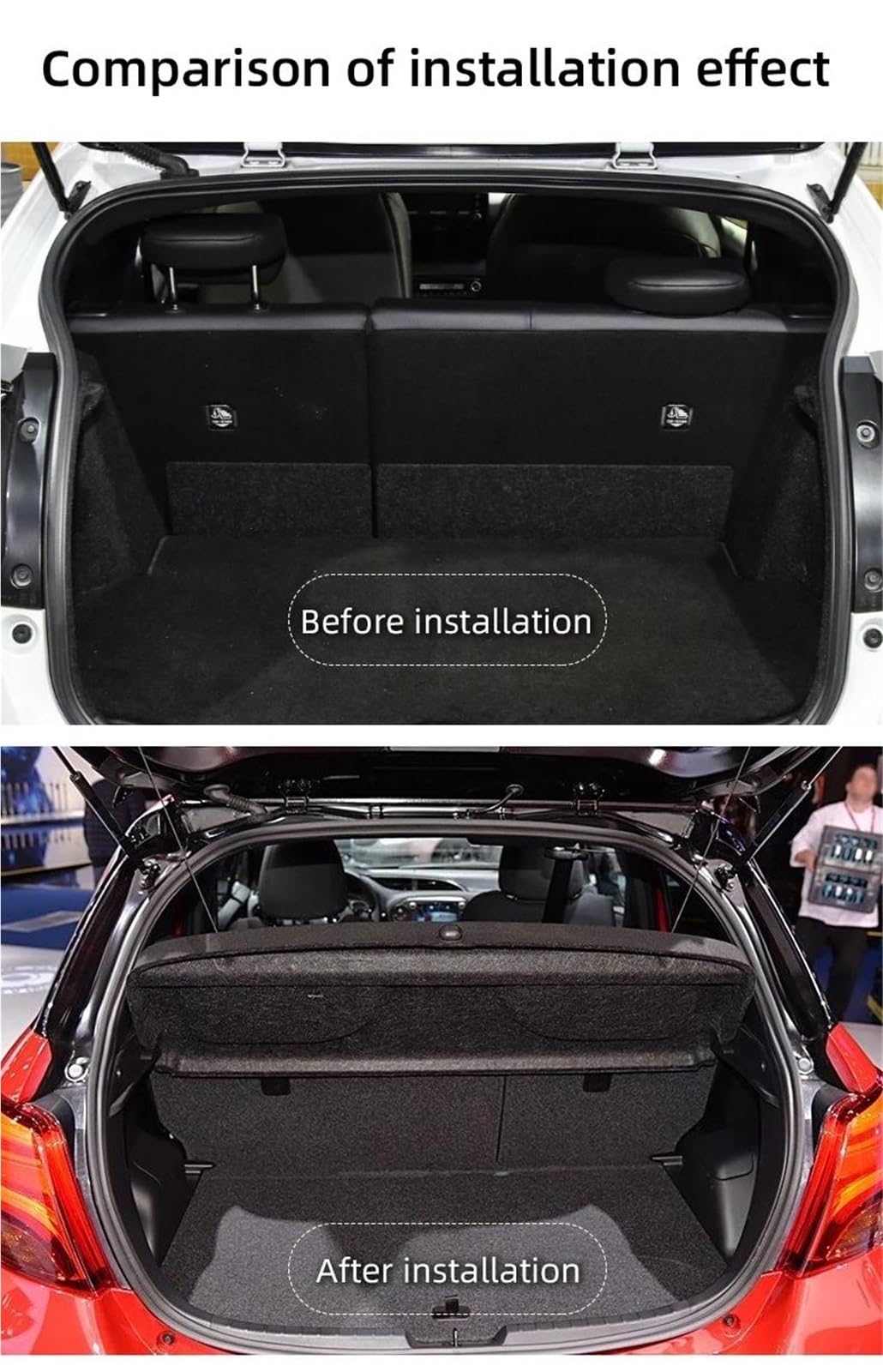 Générique Cache-Bagages Couverture De Coffre Non Rétractable pour Toyota pour Yaris 2012 – 2017 Couverture Bouclier Protection Confidentialité Décoration Automobile Plage Arrière(2003-2011)